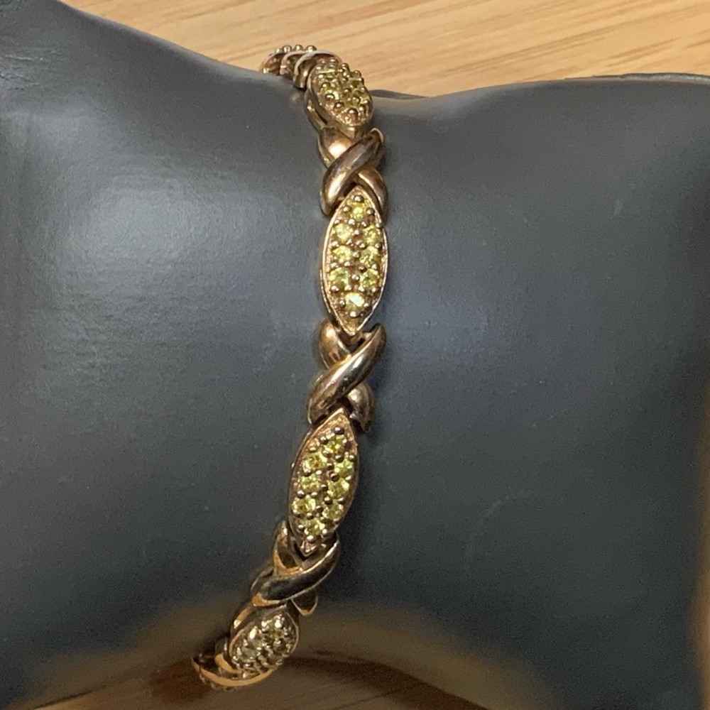 Sterling Silver Gold Peridots Bracelet